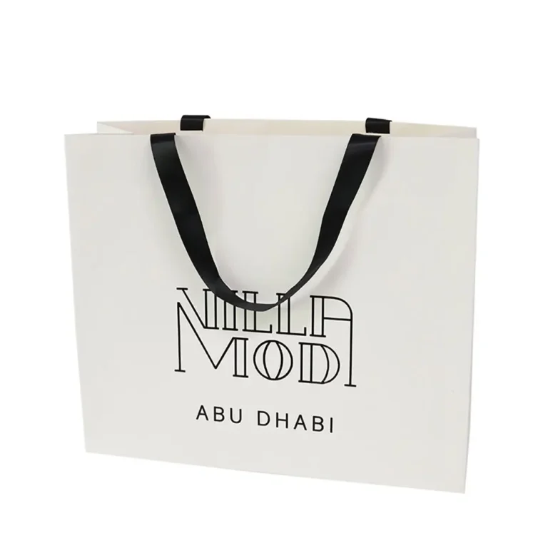 Premium makeup packaging bag with black ribbon