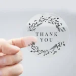 Clear vinyl thank you sticker with floral print
