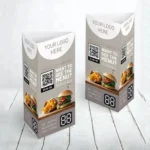 Triangular restaurant table menu card