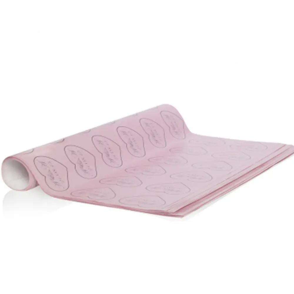 Pink tissue wrapping paper with printed logo