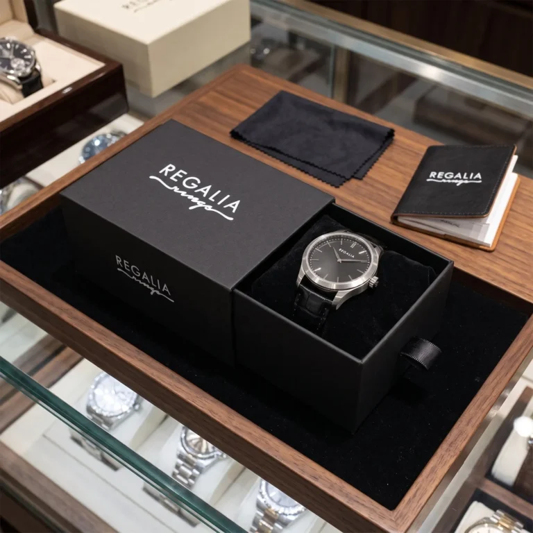 Branded black watch box for retail display