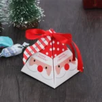Christmas pyramid gift box with ribbon tie