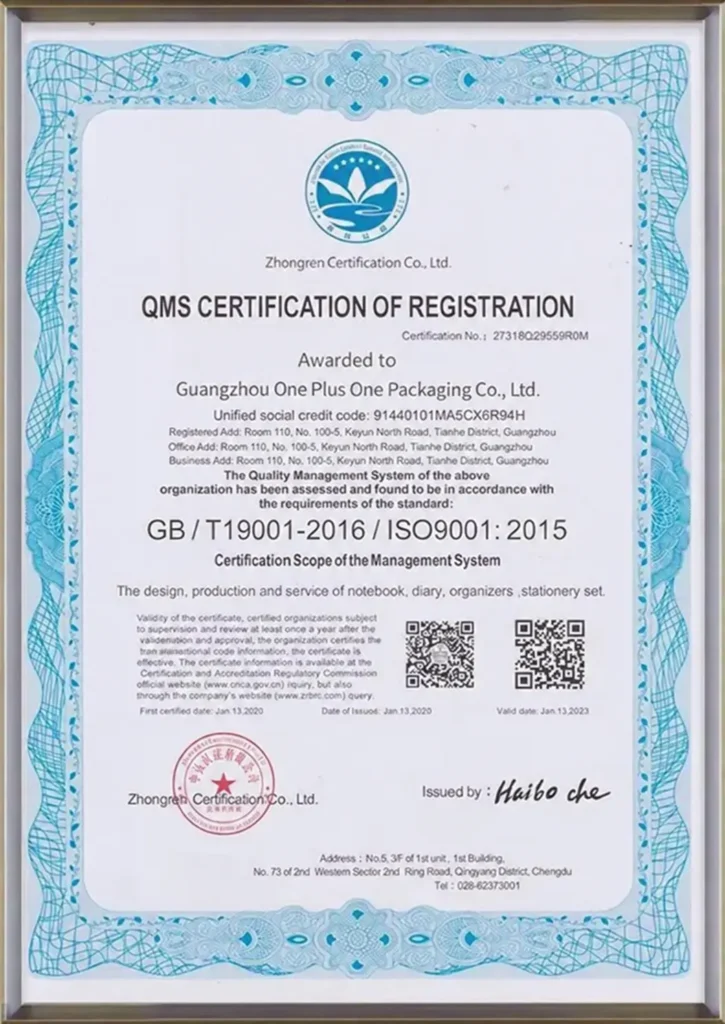 ISO9001 — certificate or report document