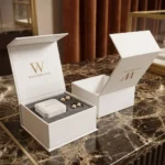 Rigid book style jewelry box for rings and earrings