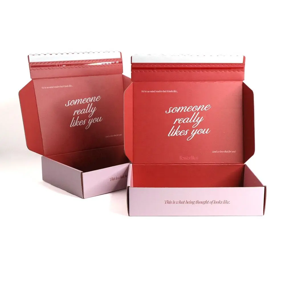Printed pink mailer box for branded shipping