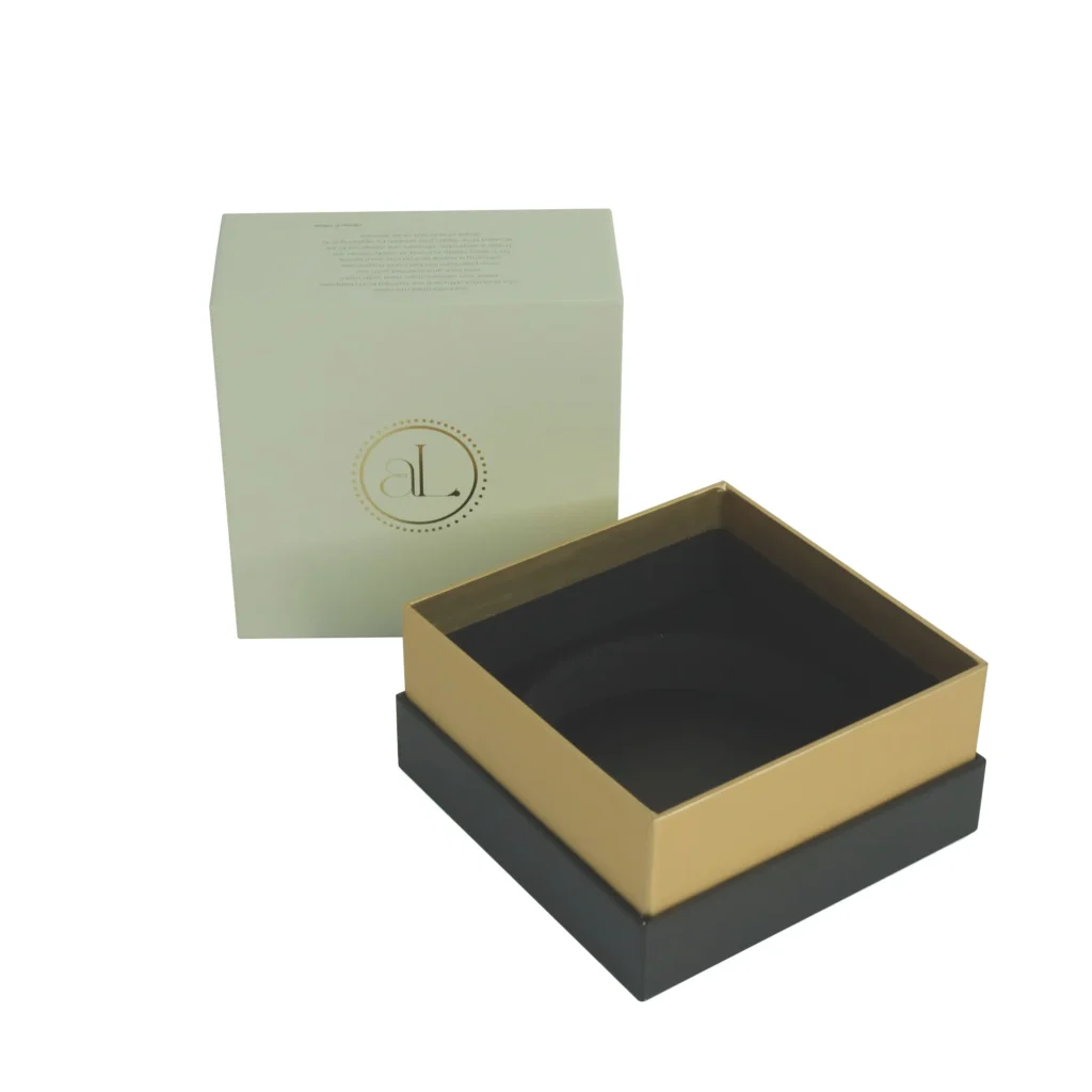 Rigid shoulder neck candle box with gold neck