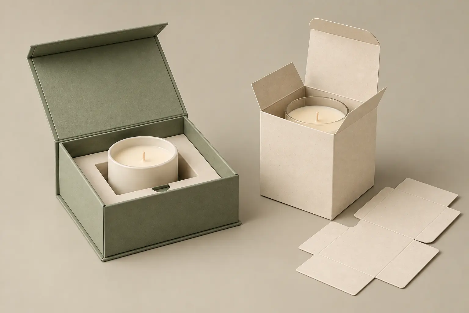 Candle packaging box structures for wholesale orders